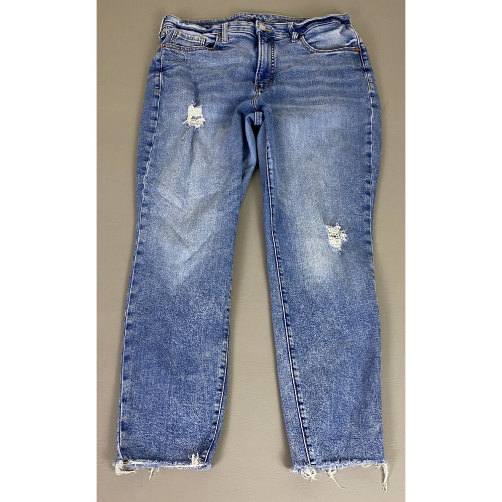 Old Navy Jeans Women's Size 16 Blue High Rise OG Straight Distressed Light Wash‎